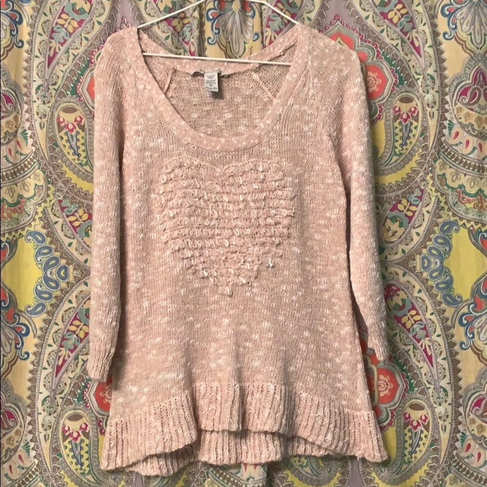 Knitted heart sparkle sweater
